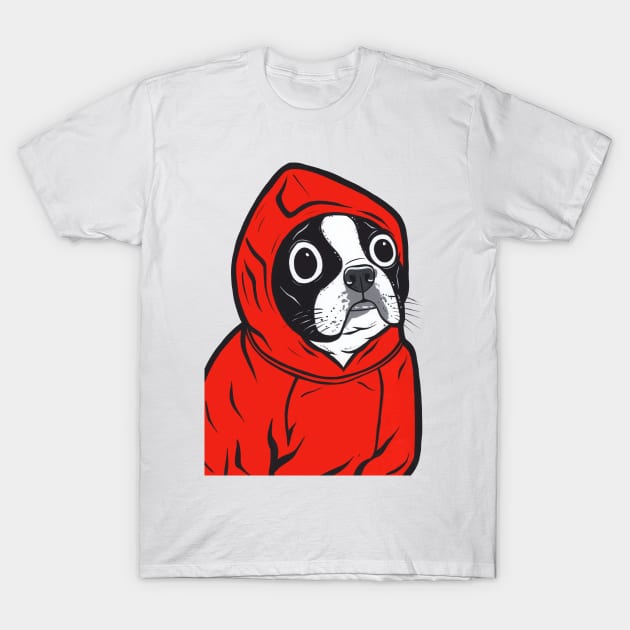 Boston Terrier Red Hoodie T-Shirt by turddemon